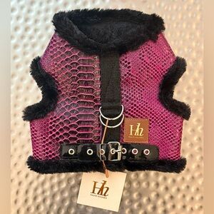 Pink Faux Snakeskin Plush Dog Harness